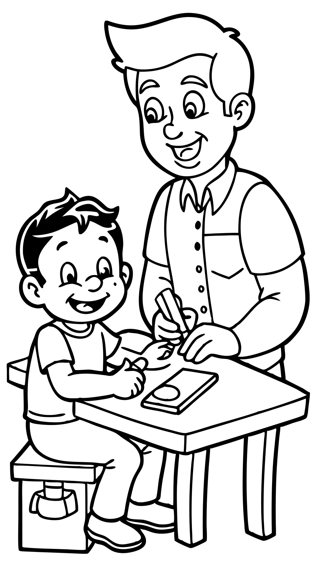 dad and son coloring pages